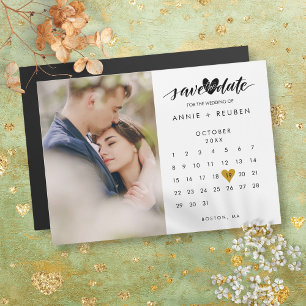 Speichert das Datum Gold Herz Kalender Foto Magnet