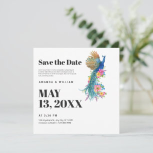 Speichert das Datum Moderne Minimalistische Pfau-H Save The Date