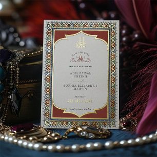 Speichert das Datum Ornamental Gold Muslimisch Isl Folieneinladung