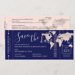 Speichert das Datum Roségold Weltkarte Bordkarte Save The Date