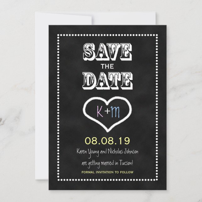 Speichert das Datum Schiefertafel- oder Schwarzes  Save The Date (Vorderseite)
