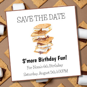 Speichert das Datum S'mores Spaß 6. Geburtstag  Save The Date
