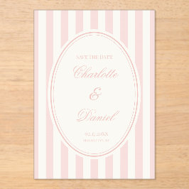 Speichert das Datum Streifen Custom Pastell Rosa Acryleinladungen