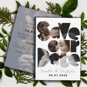 Speichert unser Datum Schwarz-Weiß-Foto Kalligrafi Save The Date