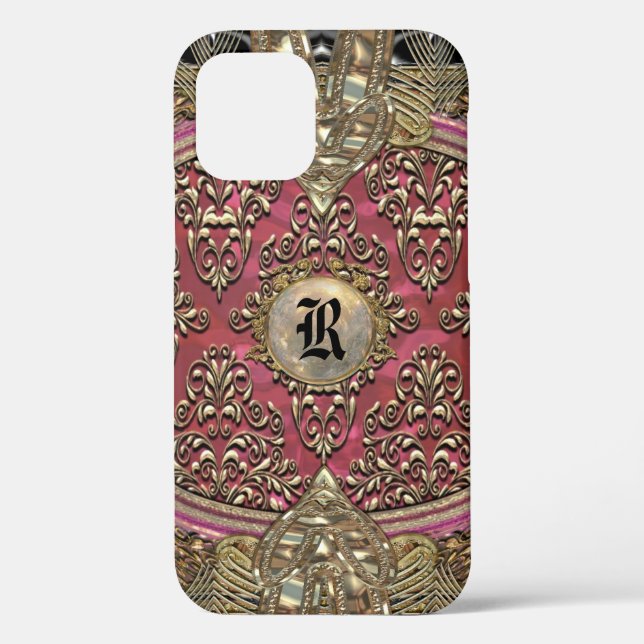 Speigaford Barock Damast Monogramm Case-Mate iPhon iPhone Hülle (Rückseite)