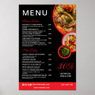 Speisekarte des eleganten Restaurants Poster