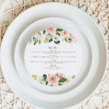 Speisekarte des eleganten rosa, floralen Kreises D