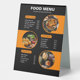 Speisekarte des Restaurants Orange und Black Bold Tischaufsteller