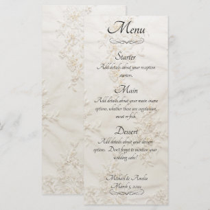 Speisekarte für bestickte Hochzeiten Menükarte