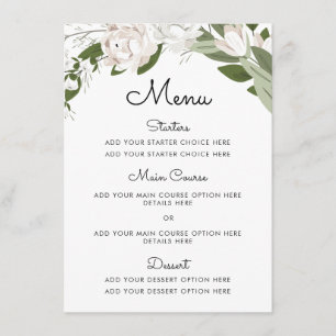 Speisekarte für Elfenbein und Blush Wedding Sprigs Menükarte
