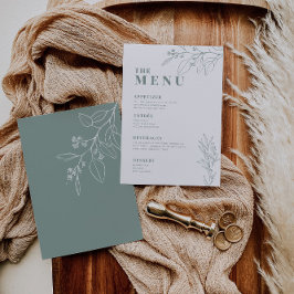 Speisekarte für grüne Hochzeiten mit Blumenbildern Menükarte