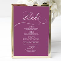 Speisekarte für Hochzeiten Drinks Bar Sign Chic Pi