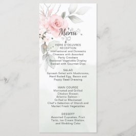 Speisekarte für Hochzeiten in Grün und Pastellrose Menükarte