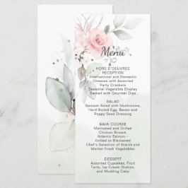 Speisekarte für Hochzeiten in Grün und Pastellrose Menükarte