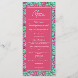 Speisekarte für Hochzeiten in tropischem Rosa und  Menükarte