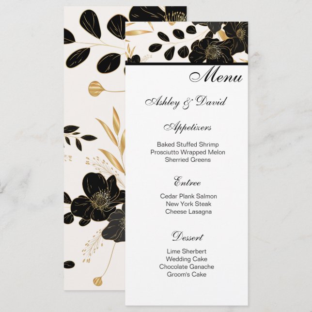 Speisekarte für Hochzeiten Menükarte (Vorne/Hinten)