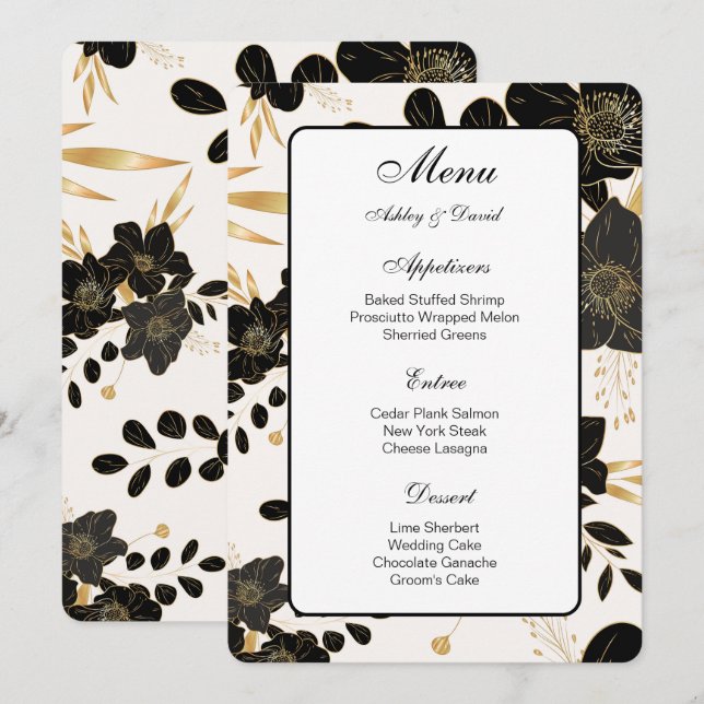 Speisekarte für Hochzeiten Menükarte (Vorne/Hinten)