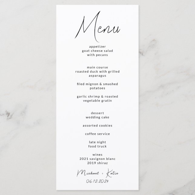 Speisekarte für Hochzeiten Menükarte (Vorderseite)