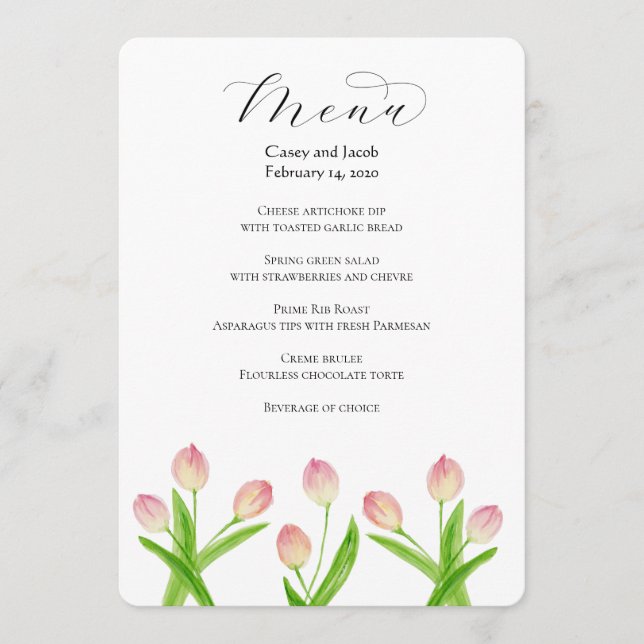 Speisekarte für Hochzeiten oder Veranstaltungen mi Menükarte (Vorderseite)