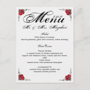 Speisekarte für Hochzeiten Shalicia Postkarte