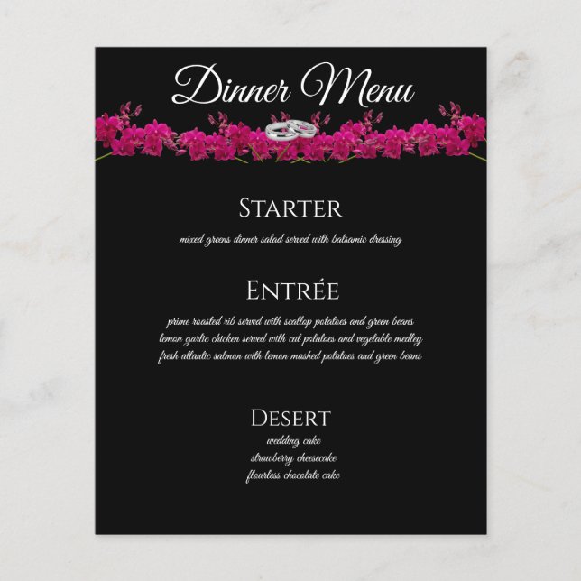 Speisekarte für Hochzeiten und Abendessen - Fuchsi (Vorderseite)