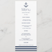 Speisekarte für Nautische Abendessen mit Anker und