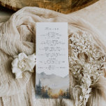 Speisekarte für Rustikale Waldhochzeiten Menükarte<br><div class="desc">Dieses Gebirgsmenü besticht durch eine wunderschöne Bergkulisse mit Aquarellfarben und eine elegante Schriftart-Paarung. Alle Texte und die meisten Schriftart sind auf diesem rustikalen Sonnenblumendesign editierbar. Die einzigen Farben, die nicht editierbar sind, sind die Farben des Gebirgsdesigns in Aquarelltönen. // Für passende Designs, suchen Sie SAWYER im Sincerely By Nicole Zazzle...</div>