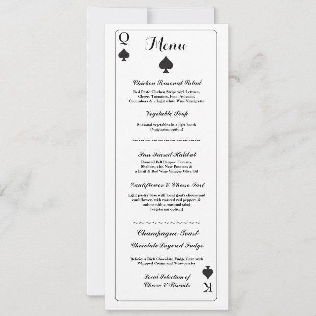 Speisekarte Hochzeitsempfang Einladung (Vorderseite)