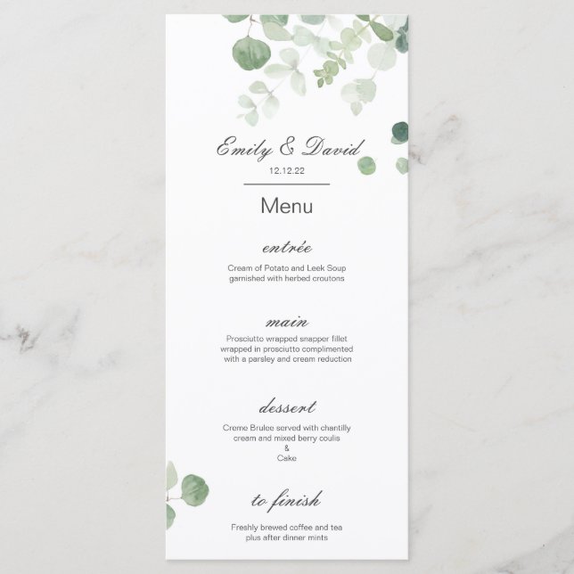 Speisekarte, Hochzeitsmenü, Babydusche, Bridal   Menükarte (Vorderseite)