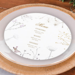 Speisekarte mit Aquarellfarben-Wildblumen Menükarte