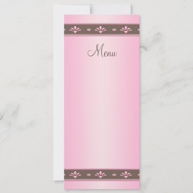 Speisekarte mit rosa und brauner Blütenblume Einladung (Vorderseite)
