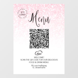 *~* Speisekarte QR LOGO Restaurant Kaffee Glitzer  Fensteraufkleber
