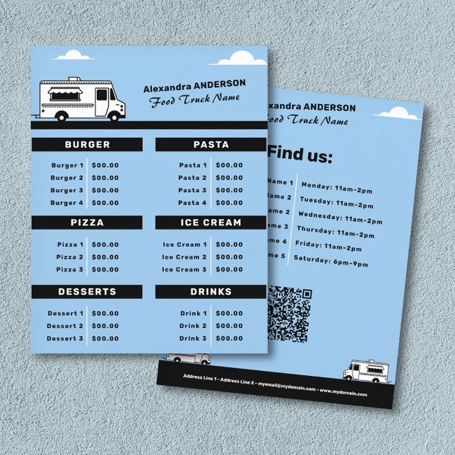 Speisekarte und Flyer der Preisliste (Food Truck Menu & Price List Flyer)