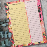 Speisekarte und Lebensmittelliste Rosa Blütenblätt Notizblock<br><div class="desc">Rosa Blumenkochplaner und Lebensmittelliste Notepad, um Ihre Woche zu organisieren. Dieses Notizblock hat einen wöchentlichen Planer auf jeder Seite, mit ausgekleideten Sektionen für jeden Wochentag und einer großen Box für Ihre Einkaufsliste. Die Einrichtung ist in einem floralen Aquarell in Rosa- und Gelbtönen gehalten. Sie können auch die Überschriften bearbeiten, die...</div>