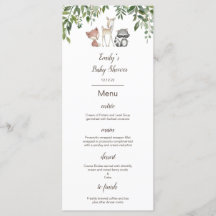 Speisekarte, Woodland Baby Showmenü