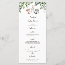 Speisekarte, Woodland Baby Showmenü Menükarte