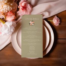 Speisekarte zum Hochzeitsmenü der grünen Blume Menükarte