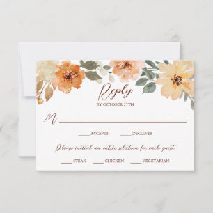 Speisen Auswahl Rustikale Wasserfarbe Herbst Blüte RSVP Karte
