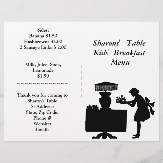 Speisen im Restaurant, Frühstücksmenü für Kinder i (Vorderseite)