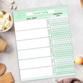 Speiseplan & Einkaufsliste Grünes Wasser Notizblock