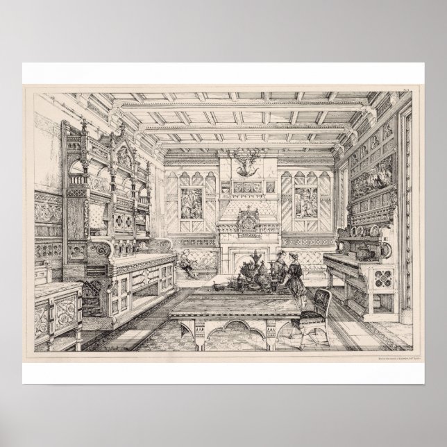 Speisesaal, aus "Beispielen für alt und modern Poster (Vorne)