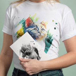 Spektakuläre Aquarellbilder Cat portrait T - Shirt
