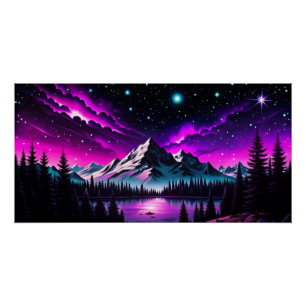Spektakuläre Bergwelt unter dem Nachthimmel Poster