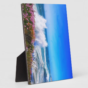 Spektakuläre impressionistische Welle mit rosa Blu Fotoplatte