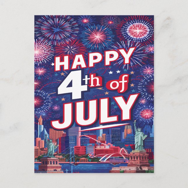 Spektakulärer 4. Juli Feuerwerk Feier Feiertagspostkarte (Vorderseite)