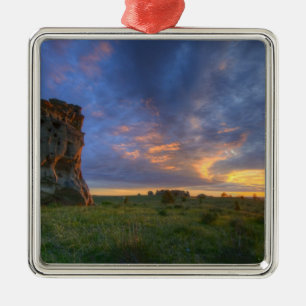 Spektakulärer Sonnenuntergang am Rock von Medicin Silbernes Ornament