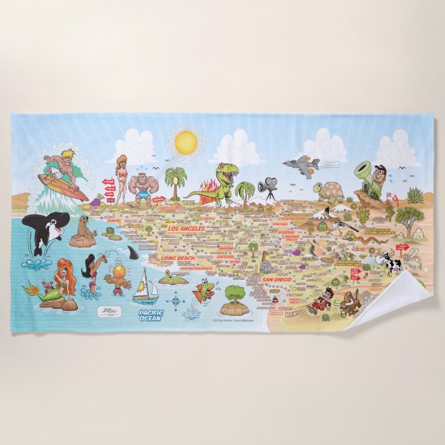 Spektakulärer Südkalifornien Beach Blanket Strandtuch (Vorderseite)