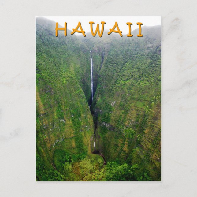 Spektakulärer Wasserfall in Molokai, Hawaii Postkarte (Vorderseite)