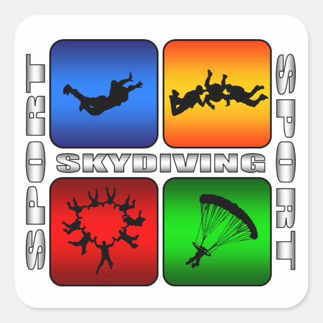 Spektakuläres Skydiving Quadratischer Aufkleber (Vorderseite)