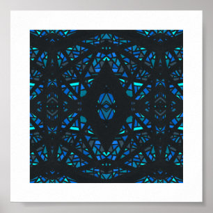 Spektrales Blau-Schwarzes Abstract Gouache-Kunstwe Poster